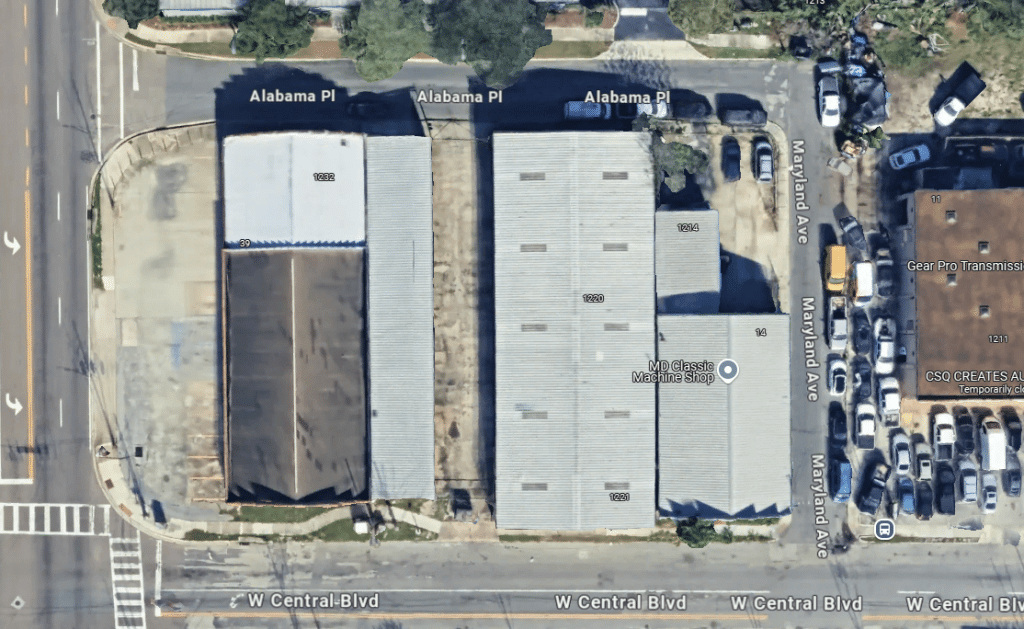 Aerial view of commercial property